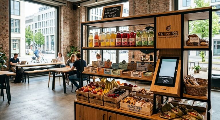 Genuss-Insel mit Functional Food und Vitamin-Water für moderne Büros